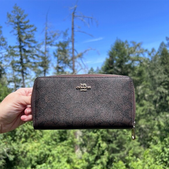 Coach Other - COACH Phone Wallet Signature Brown with Gold Hardware AUTHENTC